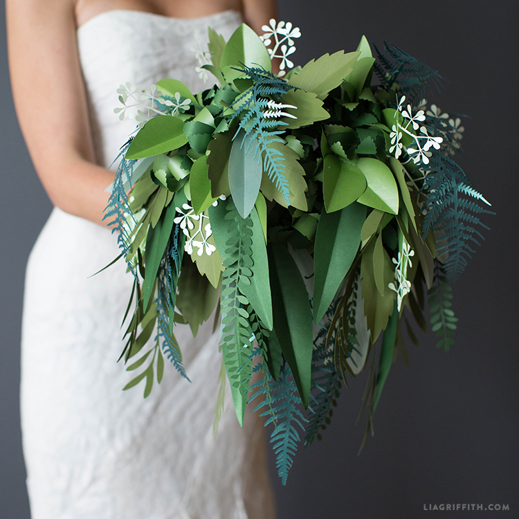Paper Wedding Greenery Botanical Bridal Bouquet